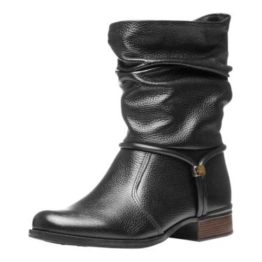 Imagem de Bota Feminina Cano Baixo Moderna em Couro Estilo Leve Pegada