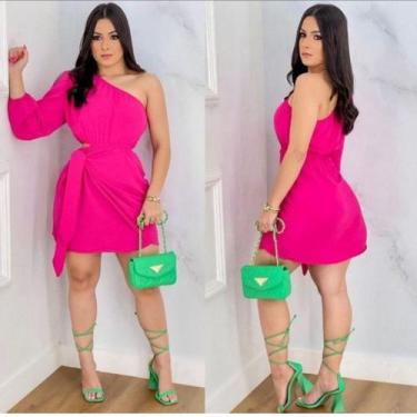 Imagem de Vestido Curto Feminino Mula Manca Lorena Um Ombro Uma Manga Cumprida S