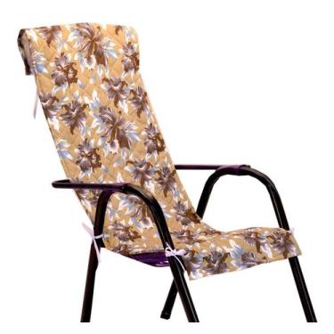 Imagem de Capa Protetora de Cadeira Espreguiçadeira 1 Lugar Floral Variação: Beg