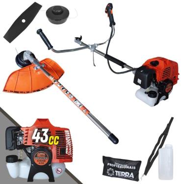 Imagem de Máquina de Cortar Grama á Gasolina GRHB-430 43cc 1,7Hp Roçadeira Bipartida Com Lâmina Facão de 2 Pontas e Carretel Nylon Para Melhor Acabamento