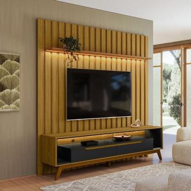 Imagem de Rack com Painel Ripado para TV até 70 Polegadas com LED MDF 177cmx218c