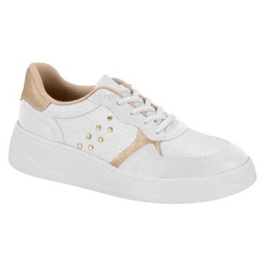 Imagem de Tenis modare casual ref 7402.111.30179 feminino, Branco, Dourado, 37