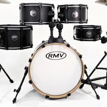 Imagem de Bateria Acústica Rmv Smart Aspire Bumbo 18 Com Prato Preta