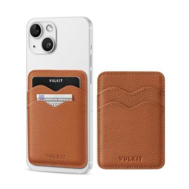 Imagem de Carteira VULKIT Porta Cartão Adesivo Forte Couro Marrom