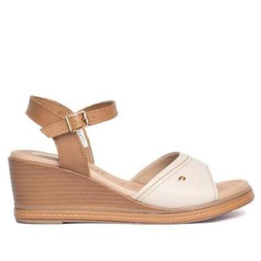 Imagem de Sandália Feminina Pegada Couro Anabela Off White/Bege-Feminino