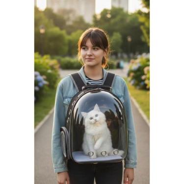 Imagem de Mochila Pet Panorâmica Segurança e Conforto Preto - Congratulations St