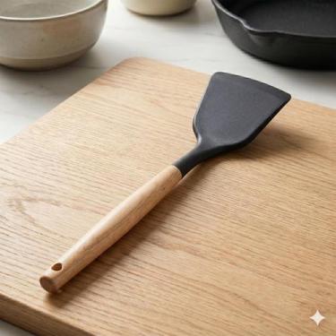 Imagem de Utensílio de Silicone e Bambu - Espátula Preta - Ingá, Preta