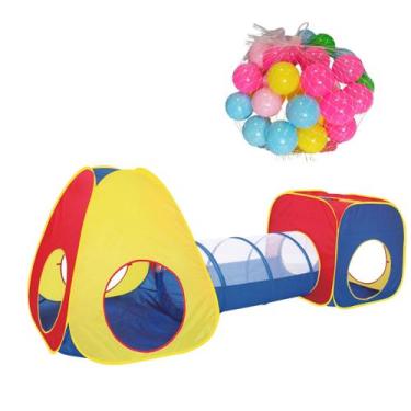 Imagem de Barraca infantil 3 em 1 tenda toca tunel completa c bolinhas - Importw