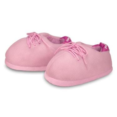 Imagem de Pantufa 3D Sneaker Net Basquete Rosa Solado Borracha Antiderrapante Ta