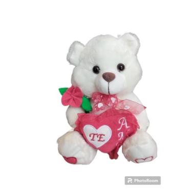 Imagem de Urso de pelúcia de 25cm com rosa  - Fizzy 