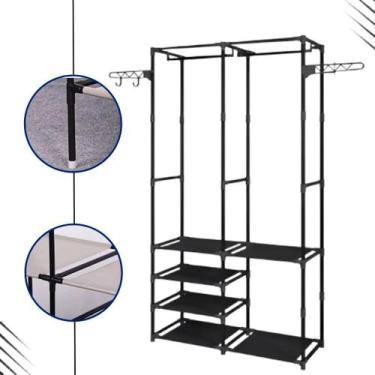 Imagem de Arara cabideiro closet preto aço ferro sapateira organizadora - LAR&PR