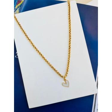Imagem de Colares folheados a ouro modelo pingente coração - dondocas.bijus