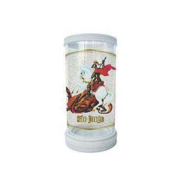 Imagem de Porta Vela em Vidro e Mármore São Jorge Guerreiro 18cm - SANTISSIMA