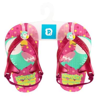 Imagem de Chinelo Bebê Infantil Elástico Pimpolho Menina Rosa Papagaio