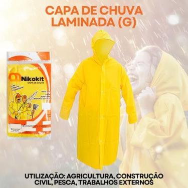 Imagem de Capa De Chuva Reforçada Impermeável Laminada Polietileno Amarela (G) -