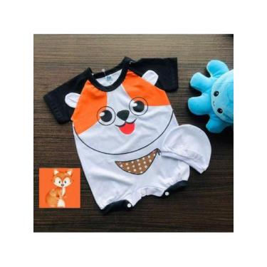 Imagem de Conjunto Macacão Cachorrinho Curto + Touca Bebe Menino Tam RN a 03 Mes