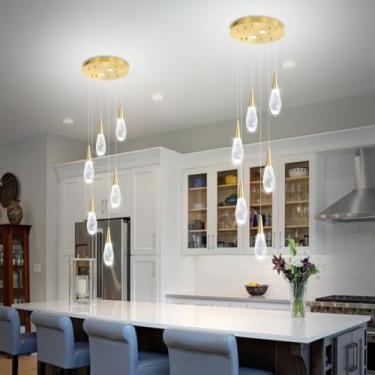 Imagem de ABTTOI Lustre de cristal moderno 6 luzes lustres pendentes para escadas cromado cozinha luminária suspensa para sala de jantar, sala de estar, quarto, entrada