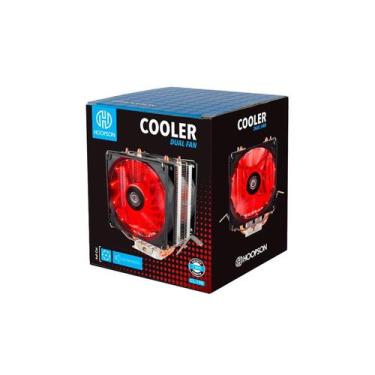 Imagem de Cooler p/ processador universal duplo cl-190 vermelho hoopson amd e in