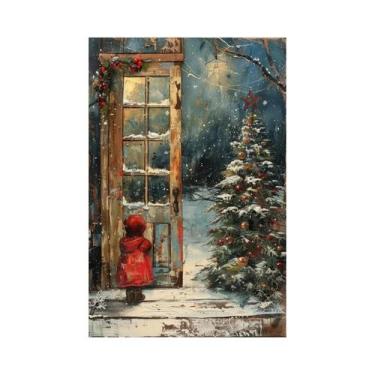Imagem de Pôster Vintage De Natal Com Papai Noel, Impressão Em Tela, Arte De Par