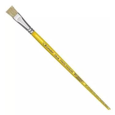 Imagem de Pincel Artístico Condor 115 Cerdas Naturais Formato Chato Tamanho 14 1 Unidade Amarelo
