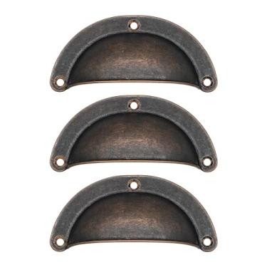 Imagem de 3 Puxador Colonial Concha Bronze Cristaleira Porta Gaveta (Bronze Envelhecido)