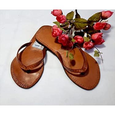 Imagem de Chinela rasteirinha de dedo simples em couro legítimo (34, Natural)