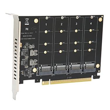 Imagem de Adaptador PCIE X16 M.2, 4 portas M.2 NVMe SSD para PCIE X16 M Key Hard Drive Converter Reader Cartão de expansão, adaptador de controlador de alta velocidade de 32 Gbps para iOS para Linux (PH44)