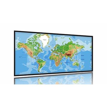 Imagem de Quadro Decorativo Mapa Mundi Color 130x60 Moldura Preta 2x2