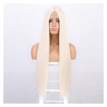 Imagem de Perucas femininas peruca sintética peruca longa reta para mulheres, perucas de cosplay laranja para mulheres, cabelo natural resistente ao calor, cabelo loiro cinza, perucas de cabelo humano (cor: WL9352-60, comprimento esticado: 71,12 cm)