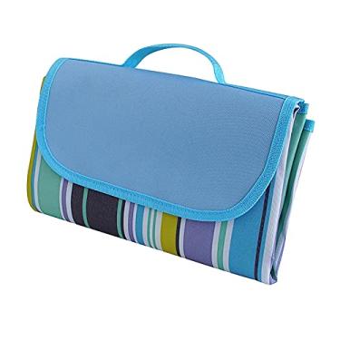 Imagem de Yajun Tapete de acampamento impermeável, portátil, dobrável, para vários jogadores, cobertores de piquenique alargados para ambientes externos, grama molhada, parque infantil, azul-2,150180 cm