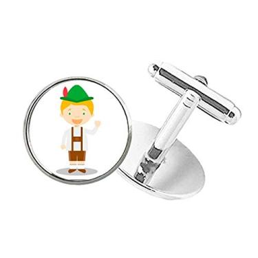 Imagem de DIYthinker Abotoaduras com clipe de botão redondo e desenho da Alemanha verde marrom