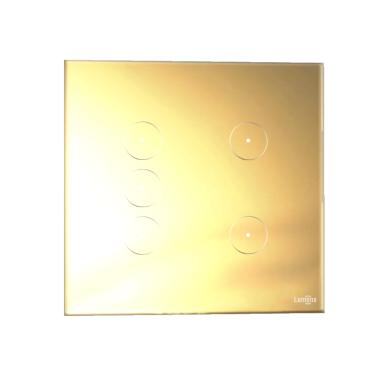 Imagem de Interruptor De Luz Touch Tok Glass 5 Botões Dourado Lumenx