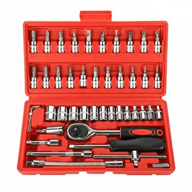 Imagem de Conjunto de ferramentas de soquete de chave catraca 46 unidades Chave de fenda métrica 1/4 '' com caixa Ferramentas de soquete de chave catraca 46 unidades