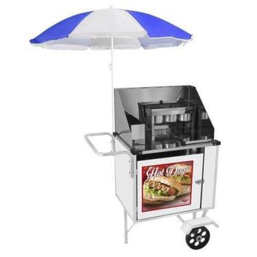 Imagem de Carrinho Hot Dog Simples com Rodas Maciças e Guarda Sol - Cefaz