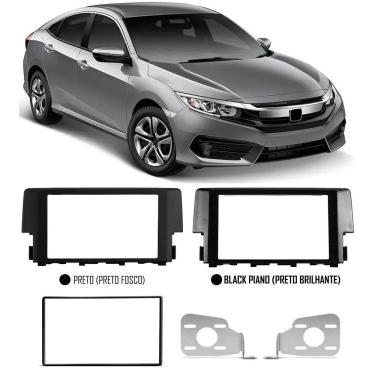 Imagem de Moldura De Painel 2 Din Honda Civic G10 2017 2018 2019 2020 2021 2022