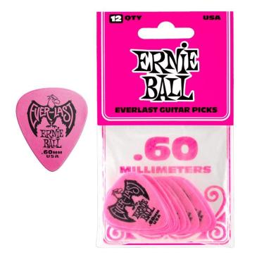 Imagem de Palheta Ernie Ball Everlast 0.60mm Pink PCT C/12 P09179