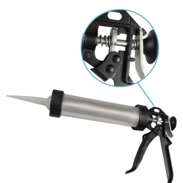 Imagem de Pistola De Aluminio Aplicador De Silicone Com Gatilho Cola Silicone Veda Calha Cola Para Brisa Cinza