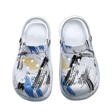 Imagem de SHABADUER Tamancos de verão masculinos e femininos, sapatos de água casuais confortáveis, atacadistas, sapatos de praia, Branco, azul, 0 Women/11 Men