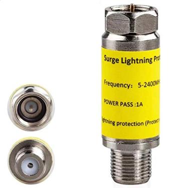 Imagem de Protetor de surto coaxial para TV a cabo, protetor contra raios de surtos para antena coaxial de TV e satélite em linha 75 ohm 5-2400 MHz