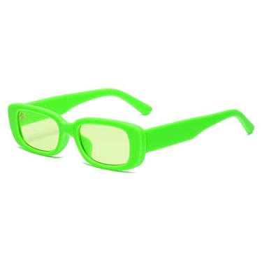 Imagem de Óculos de sol elegantes femininos homem rosa pequeno retângulo colorido óculos de sol moldura quadrada uv400 óculos, verde verde, como imagem