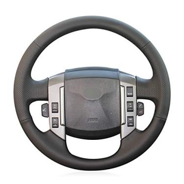 Imagem de DYBANP Capa de volante, para Land Rover Discovery 3 2004-2009, capa de volante de couro preto costurada à mão DIY