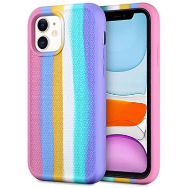 Imagem de JAKPDE Capa protetora para iPhone 11 resistente à prova de choque, antiarranhões, capa de camada dupla para iPhone 11 capa rígida de policarbonato líquido macio capa externa para iPhone