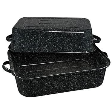 Imagem de Granite Ware Torradeira retangular coberta de 53 cm - panelas de aço esmaltado, antiaderente e livre de produtos químicos, pode ser lavada na lava-louças - capacidade de 11 kg, assadeira grande para