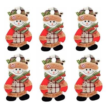 Imagem de Kit 6 Bonecos De Neve Pendente Tecido E Guizo Enfeite Natal - Master Christmas