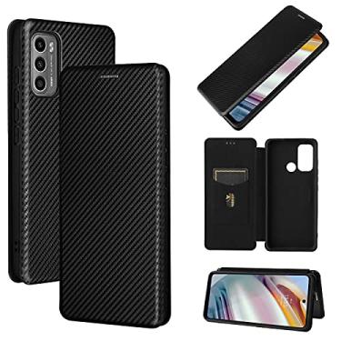 Imagem de YUNCHAO Caixa de telefone Para Motorola Moto G60 / G40 Fusion Textura de fibra de carbono Flip Horizontal TPU + PC + PU Caso de couro com slot de cartão capa para celular