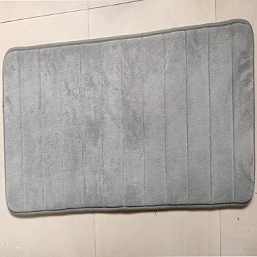 Imagem de SHENGANG Tapete de banho antiderrapante para casa, tapete de lã de coral macio, espuma de memória, tapete de cozinha, banheiro, decoração de piso, cinza, 40x120 cm