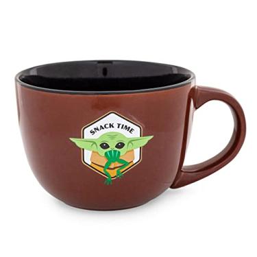 Imagem de Star Wars: Caneca de sopa de cerâmica The Mandalorian Grogu "Snack Time" | Tigela de 700 ml para sorvete, cereal, aveia | Copo de café grande para expresso, cafeína | Presentes e colecionáveis para bebês Yoda fofos