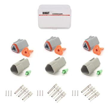 Imagem de Kit de conectores Deutsch DT com conector de fio elétrico à prova d'água IP67 cinza com plugue de contato sólido e vedação DT04-3P DT06-3S Wedge Lock W3P W3S