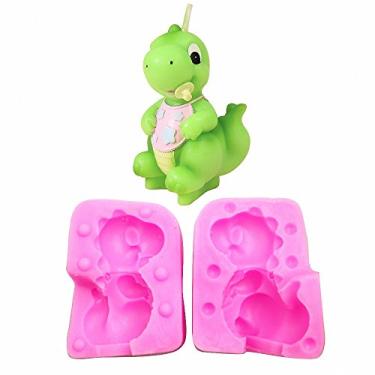 Imagem de MoldFun 3D T Rex Baby Dinossauro molde de silicone para Fondant, Candle, Chocolate, Sabonete, Chocolate, Decoração de bolo, Giz de cera derretido, Argila de polímero
