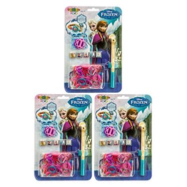 Imagem de Disney Conjunto de 927 Frozen Rainbow Loom Ultimate Bonus Pack com Anéis, Pulseiras e Loomer Extra Arco-íris, Faixas extras e adaptadores de berloque.